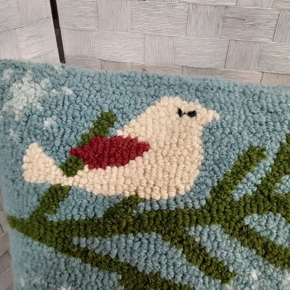 The Company Store Woven Winter 2 Birds Decorative Pillow Unique
